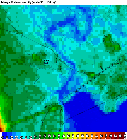 Ishnya elevation map