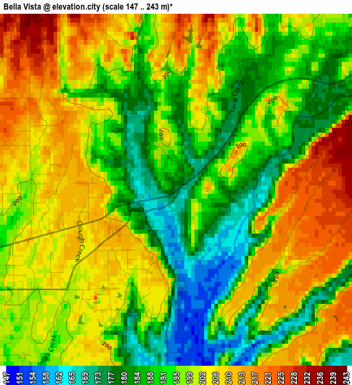 Bella Vista elevation map