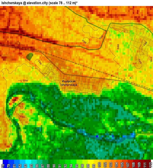 Ishcherskaya elevation map