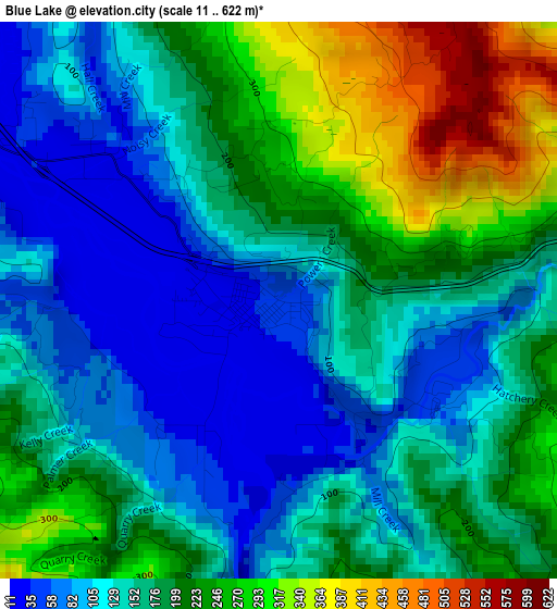 Blue Lake elevation map