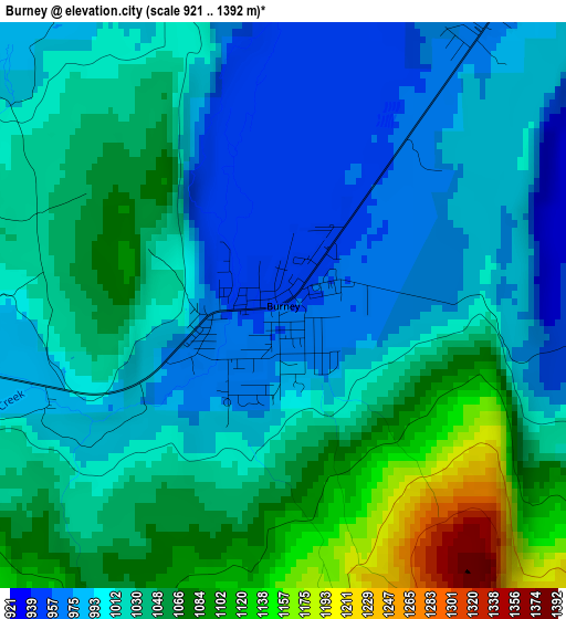 Burney elevation map