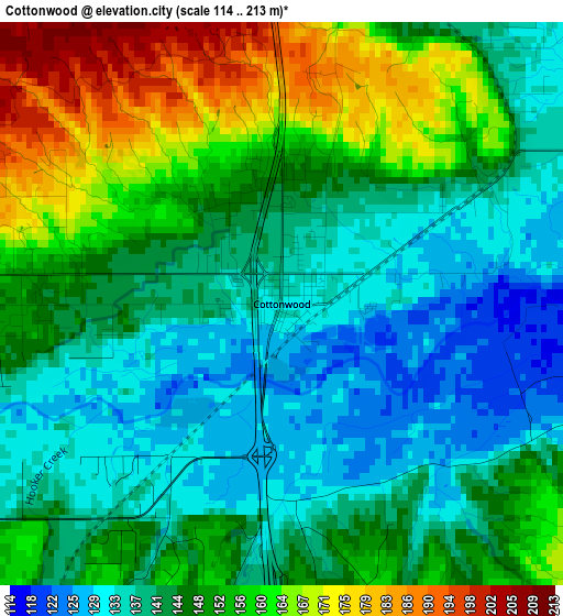 Cottonwood elevation map