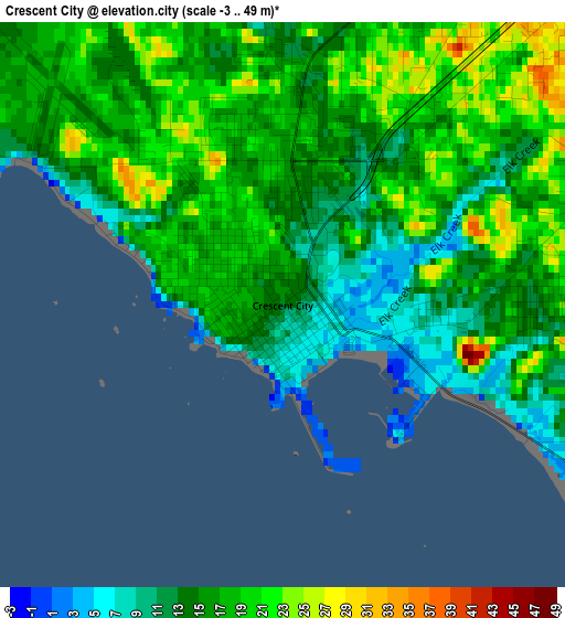 Crescent City elevation map