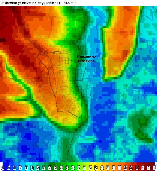 Inzhavino elevation map