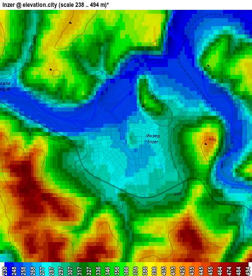 Inzer elevation map