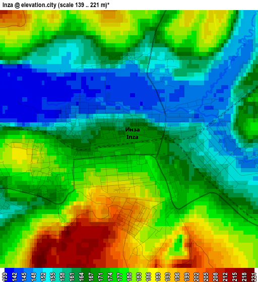 Inza elevation map