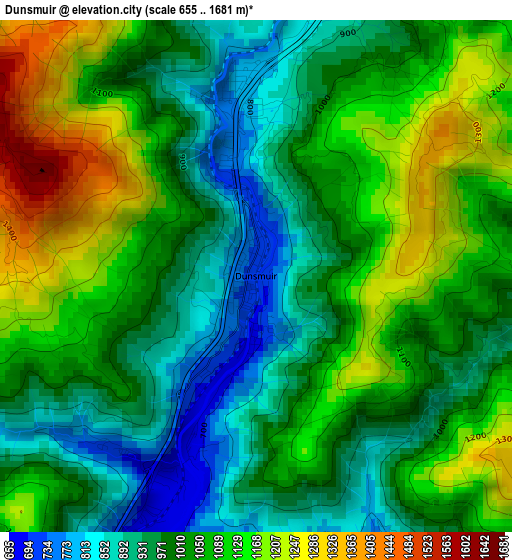 Dunsmuir elevation map