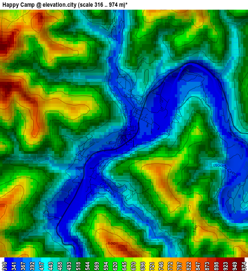 Happy Camp elevation map