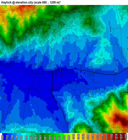 Hayfork elevation map