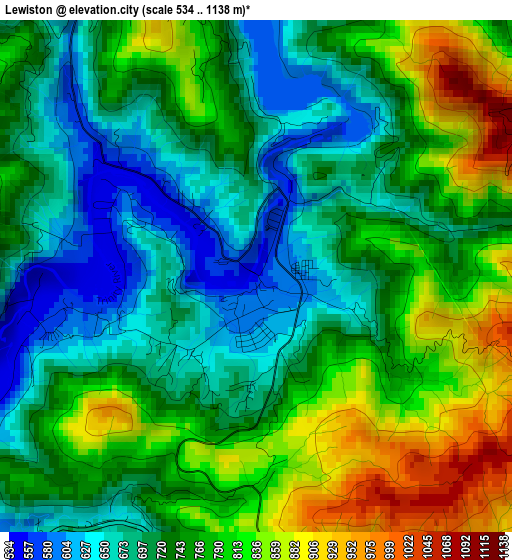 Lewiston elevation map