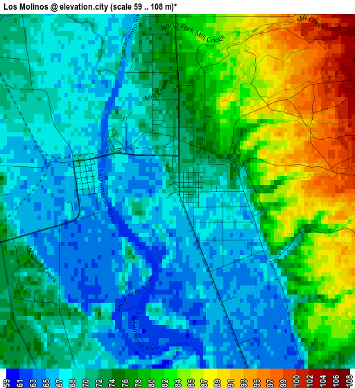 Los Molinos elevation map