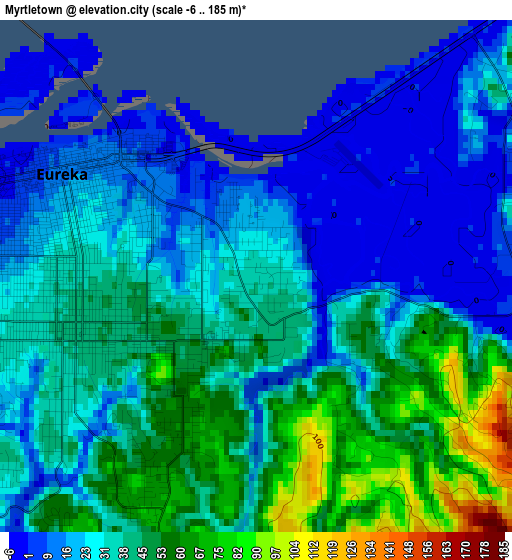 Myrtletown elevation map