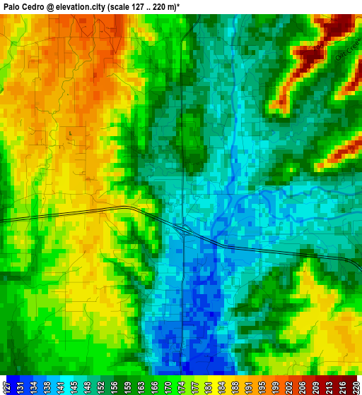 Palo Cedro elevation map