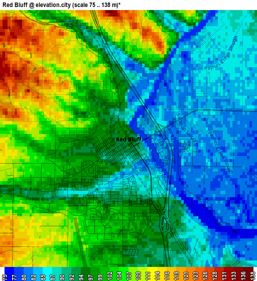 Red Bluff elevation map