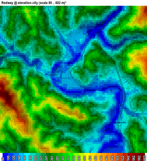 Redway elevation map