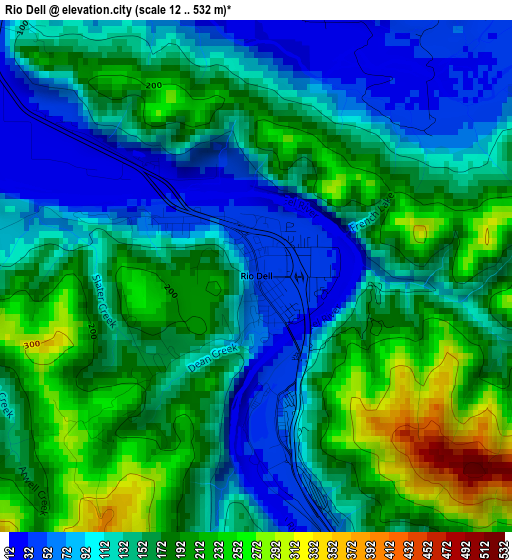 Rio Dell elevation map