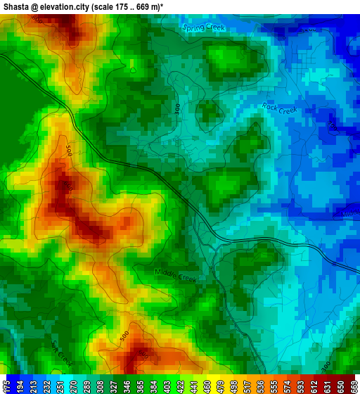 Shasta elevation map