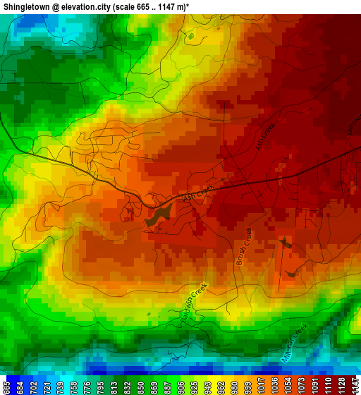 Shingletown elevation map