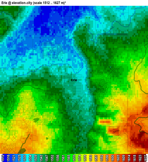 Erie elevation map