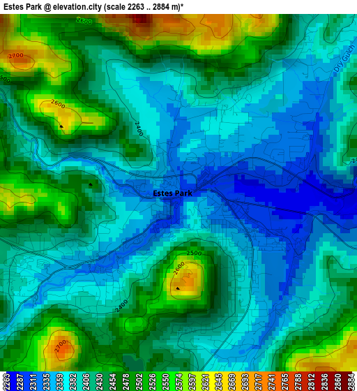 Estes Park elevation map