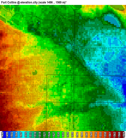 Fort Collins elevation map