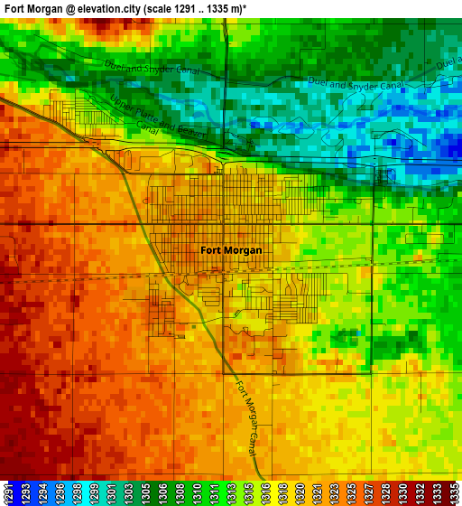 Fort Morgan elevation map