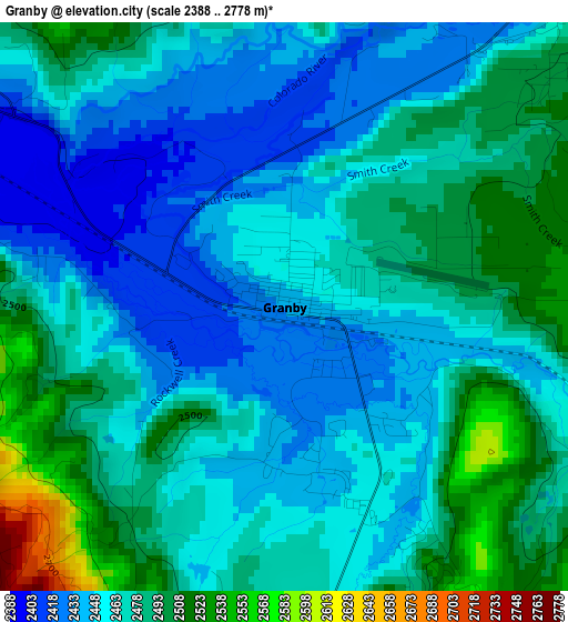 Granby elevation map