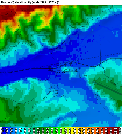 Hayden elevation map