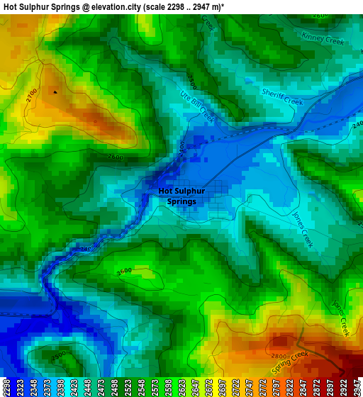 Hot Sulphur Springs elevation map