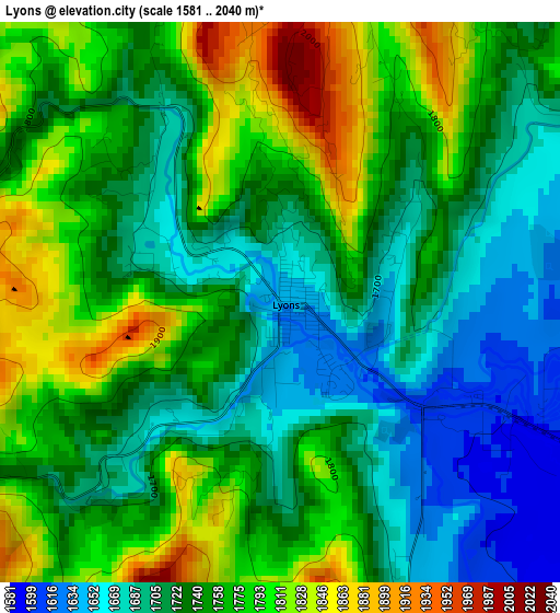 Lyons elevation map