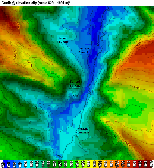 Gunib elevation map