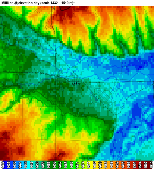 Milliken elevation map