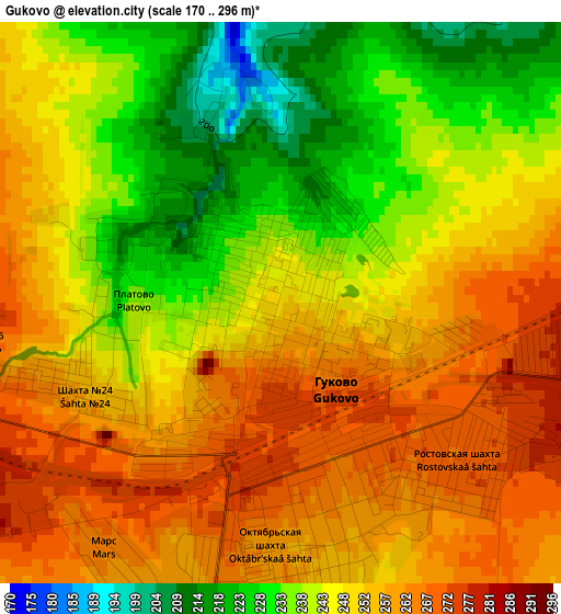 Gukovo elevation map