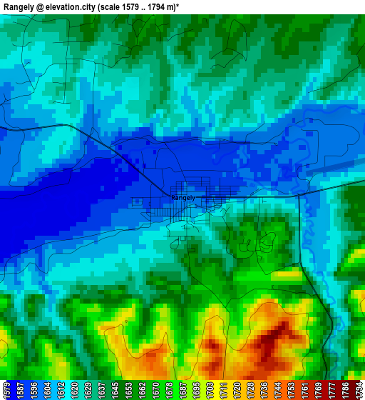 Rangely elevation map