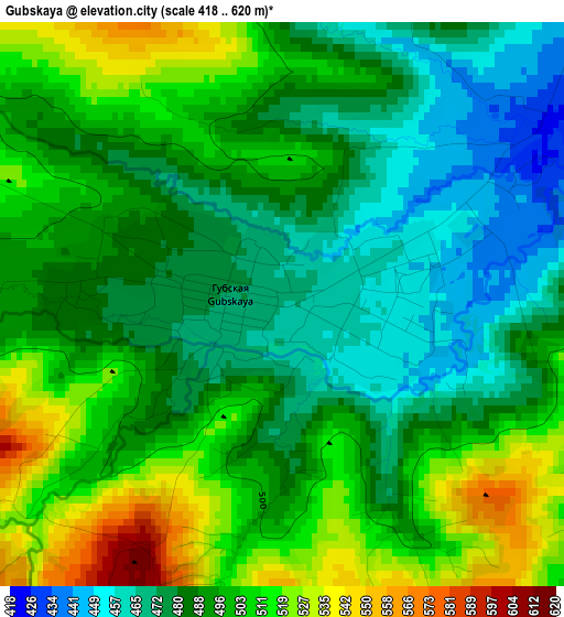 Gubskaya elevation map