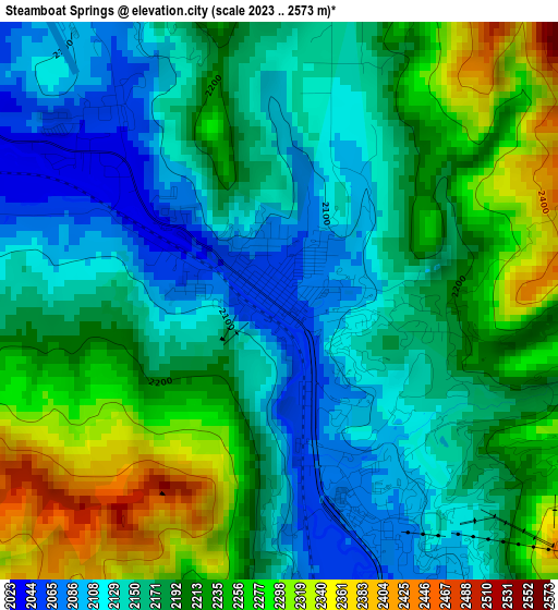 Steamboat Springs elevation map