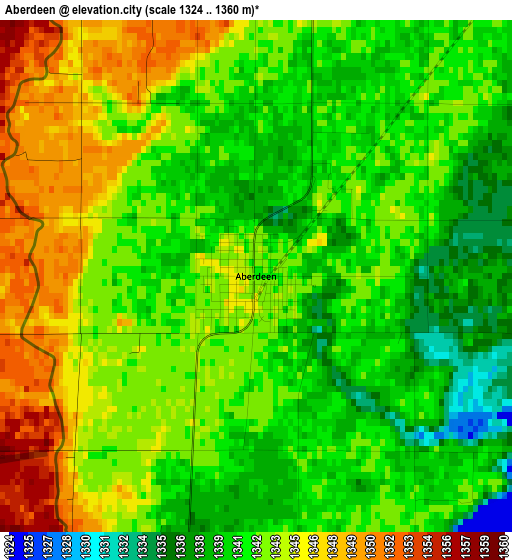 Aberdeen elevation map