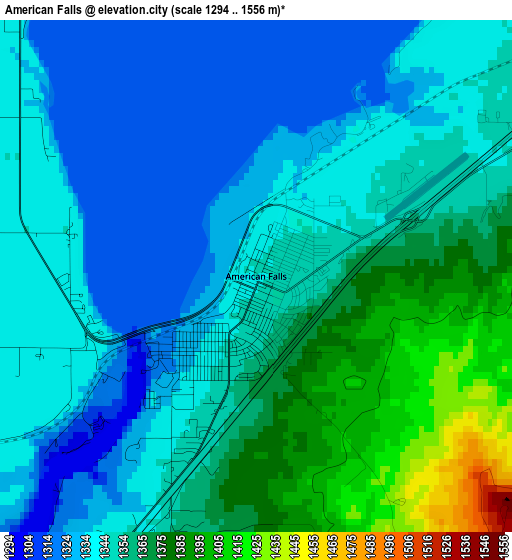 American Falls elevation map