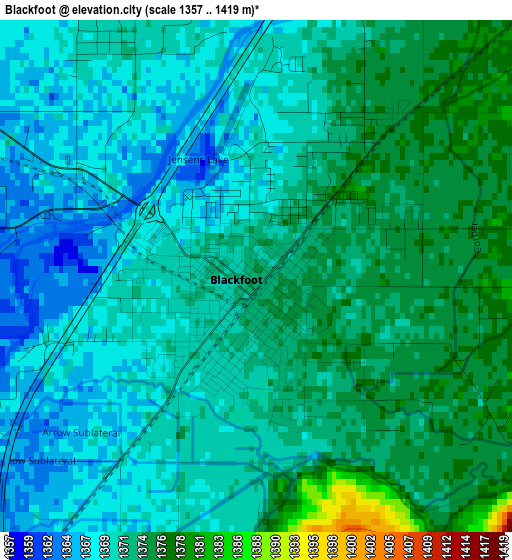 Blackfoot elevation map