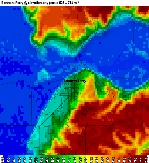 Bonners Ferry elevation map