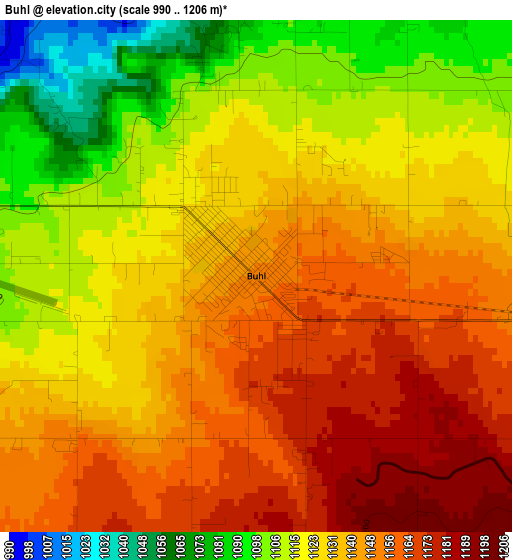 Buhl elevation map