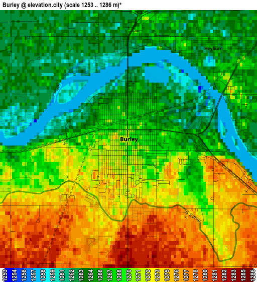 Burley elevation map