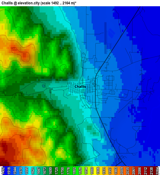 Challis elevation map