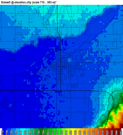 Emmett elevation map