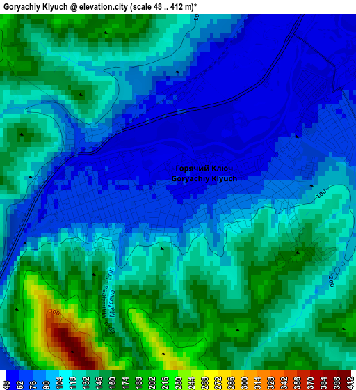 Goryachiy Klyuch elevation map