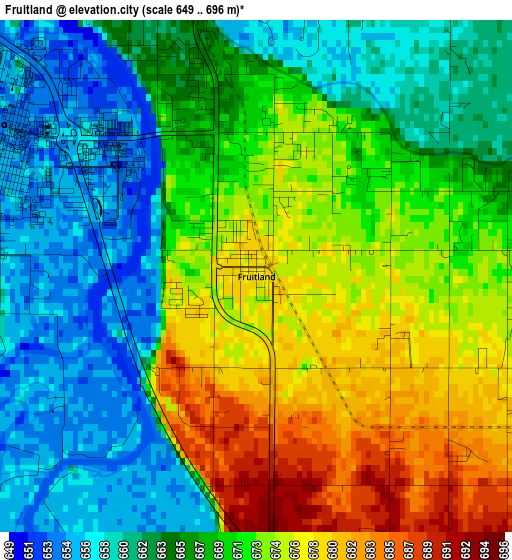 Fruitland elevation map