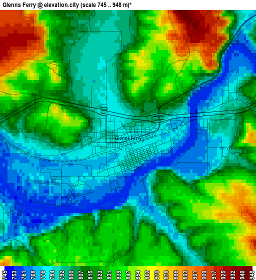 Glenns Ferry elevation map