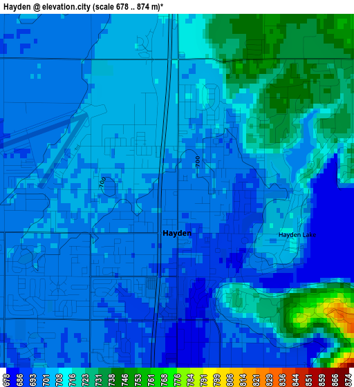 Hayden elevation map