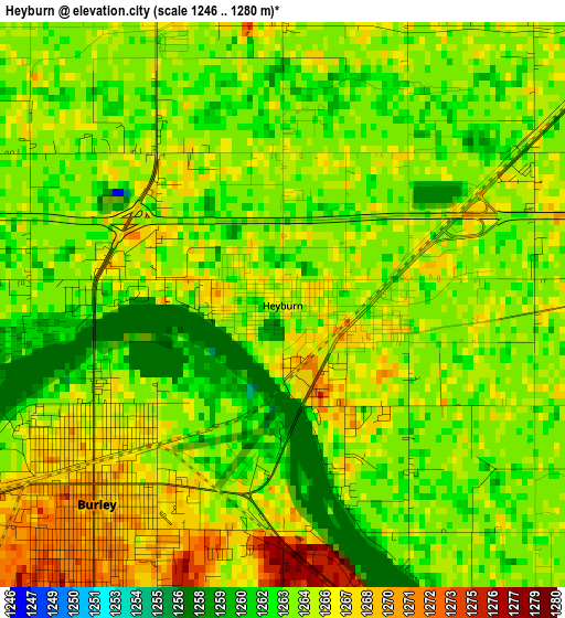 Heyburn elevation map