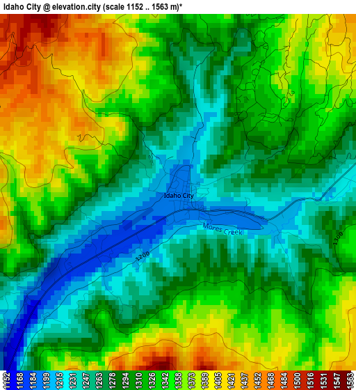 Idaho City elevation map